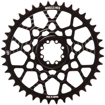 Wheels Manufacturing Gravel Direct Mount Chainring - 40t, SRAM 8-Bolt Direct Mount, 6.5mm Inboard Offset, HG+ Chain Compatible, Black EA Direct Mount Chainrings