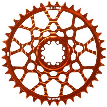 Wheels Manufacturing Gravel Direct Mount Chainring - 40t, SRAM 8-Bolt Direct Mount, 6.5mm Inboard Offset,T-Type Chain Compatible, Orange EA Direct Mount Chainrings