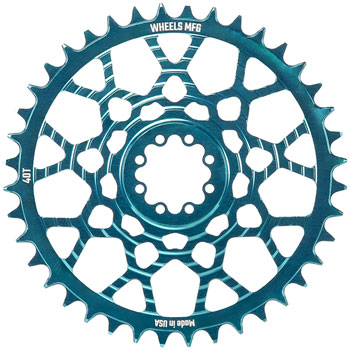 Wheels Manufacturing Gravel Direct Mount Chainring - 40t, SRAM 8-Bolt Direct Mount, 6.5mm Inboard Offset,T-Type Chain Compatible, Teal EA Direct Mount Chainrings