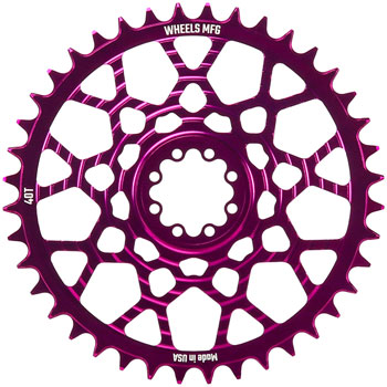 Wheels Manufacturing Gravel Direct Mount Chainring - 40t, SRAM 8-Bolt Direct Mount, 6.5mm Inboard Offset, T-Type Chain Compatible, Purple EA Direct Mount Chainrings