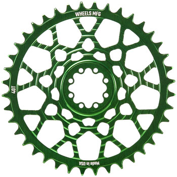 Wheels Manufacturing Gravel Direct Mount Chainring - 40t, SRAM 8-Bolt Direct Mount, 6.5mm Inboard Offset, T-Type Chain Compatible, Green EA Direct Mount Chainrings