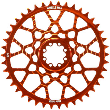Wheels Manufacturing Gravel Direct Mount Chainring - 42t, SRAM 8-Bolt Direct Mount, 6.5mm Inboard Offset, T-Type Chain Compatible, Orange EA Direct Mount Chainrings