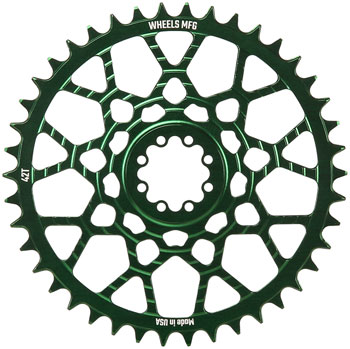 Wheels Manufacturing Gravel Direct Mount Chainring - 42t, SRAM 8-Bolt Direct Mount, 6.5mm Inboard Offset, T-Type Chain Compatible, Green EA Direct Mount Chainrings