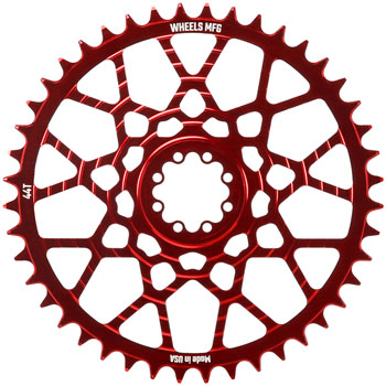 Wheels Manufacturing Gravel Direct Mount Chainring - 44t, SRAM 8-Bolt Direct Mount, 6.5mm Inboard Offset, T-Type Chain Compatible, Red EA Direct Mount Chainrings