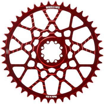 Wheels Manufacturing Gravel Direct Mount Chainring - 46t, SRAM 8-Bolt Direct Mount, 6.5mm Inboard Offset, T-Type Chain Compatible, Red EA Direct Mount Chainrings