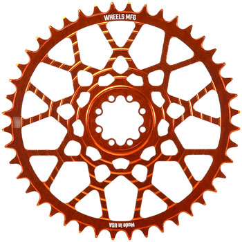 Wheels Manufacturing Gravel Direct Mount Chainring - 46t, SRAM 8-Bolt Direct Mount, 6.5mm Inboard Offset, T-Type Chain Compatible, Orange EA Direct Mount Chainrings