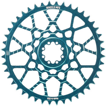 Wheels Manufacturing Gravel Direct Mount Chainring - 46t, SRAM 8-Bolt Direct Mount, 6.5mm Inboard Offset, T-Type Chain Compatible, Teal EA Direct Mount Chainrings