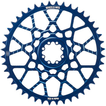 Wheels Manufacturing Gravel Direct Mount Chainring - 46t, SRAM 8-Bolt Direct Mount, 6.5mm Inboard Offset, T-Type Chain Compatible, Blue EA Direct Mount Chainrings
