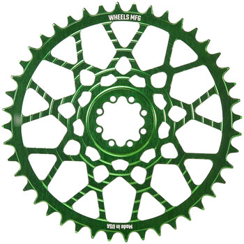 Wheels Manufacturing Gravel Direct Mount Chainring - 46t, SRAM 8-Bolt Direct Mount, 6.5mm Inboard Offset, T-Type Chain Compatible, Green EA Direct Mount Chainrings