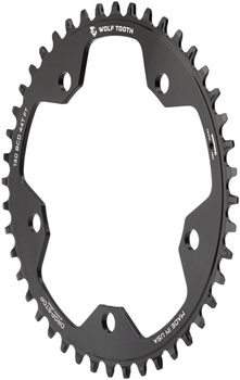 Wolf Tooth 130 BCD Road and Cyclocross Chainring - 44t, 130 BCD, 5-Bolt, Drop-Stop B, 10/11/12-Speed Eagle and Flattop Compatible, Black EA Chainrings