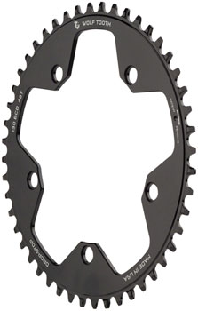 Wolf Tooth 130 BCD Road and Cyclocross Chainring - 48t, 130 BCD, 5-Bolt, Drop-Stop B, 10/11/12-Speed Eagle and Flattop Compatible, Black EA Chainrings