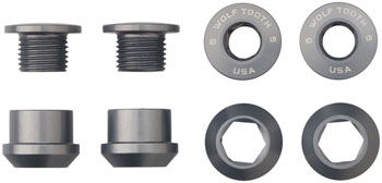 Wolf Tooth 1x Chainring Bolt Set - 6mm, Dual Hex Fittings, Set/4, Gun Metal Gun Metal Gray SET Chainring Bolts