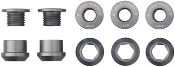 Wolf Tooth 1x Chainring Bolt Set - 6mm, Dual Hex Fittings, Set/5, Gun Metal Gun Metal Gray SET Chainring Bolts