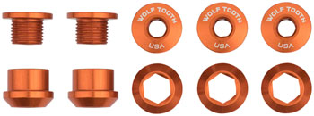 Wolf Tooth 1x Chainring Bolt Set - 6mm, Dual Hex Fittings, Set/5, Orange SET Chainring Bolts