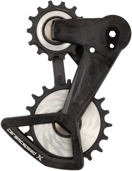 CeramicSpeed Ceramic Speed OSPW X Pulley Wheel System - For SRAM Eagle T-Type AXS Rear Derailleur, Black Cage with Silver Pulley Wheels EA Cage Assembly