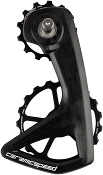 CeramicSpeed OSPW RS Pulley Wheel System for Shimano 105 7150 - Aluminum Pulley, 5 Spoke, Carbon Cage, Black EA Cage Assembly
