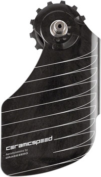 CeramicSpeed OSPW Pulley Wheel Aero Alpha System for Shimano 9250/8150 - Coated Races, Aluminum Pulley, Carbon Cage, Black EA Cage Assembly