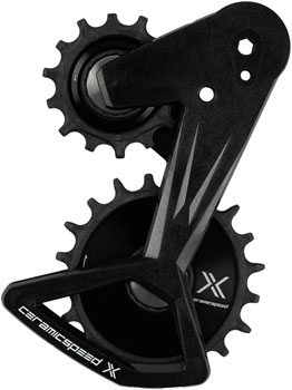CeramicSpeed OSPW X Alpha Pulley Wheel System for SRAM RED/Force/Rival XPLR E1 - ALPHA Aluminum Pulley, Carbon Cage, Black EA Cage Assembly