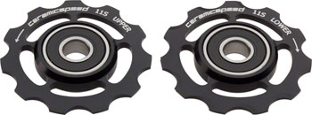 CeramicSpeed Pulley Wheels for Shimano 11-speed - 11 Tooth, Alloy, Black EA Pulley Assembly