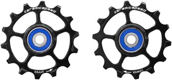 CeramicSpeed Pulley Wheels for SRAM Eagle/AXS 1 x 12 Speed - 14 Tooth, Coated Races, Alloy, Black EA Pulley Assembly