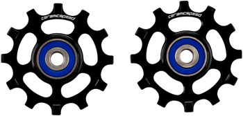 CeramicSpeed Pulley Wheels for Shimano 11-Speed - 12 Tooth Narrow Wide, Alloy, Black EA Pulley Assembly