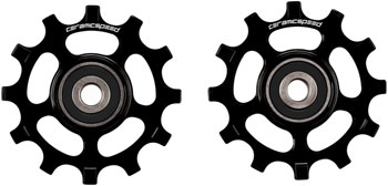 CeramicSpeed Pulley Wheels for SRAM AXS Road 12-Speed - 12 Tooth, Coated Races, Alloy, Black EA Pulley Assembly
