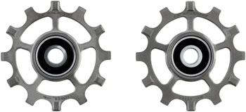 CeramicSpeed Pulley Wheels for SRAM AXS Road 12-Speed - 12 Tooth, Coated Races, Titanium, Raw EA Pulley Assembly