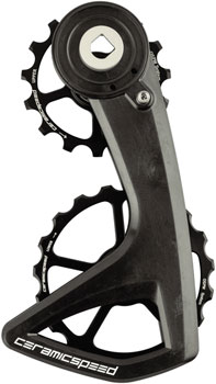 CeramicSpeed OSPW RS Pulley Wheel System for SRAM Red D1/E1 and Force D1 AXS - Aluminum Pulley, 5 Spoke, Carbon Cage, Black, v2 EA Cage Assembly