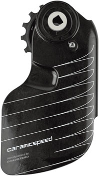 CeramicSpeed OSPW Pulley Wheel Aero Alpha System for SRAM Red D1/E1 and Force D1 AXS - ALPHA Aluminum Pulley, Carbon Cage, Black, v2 EA Cage Assembly