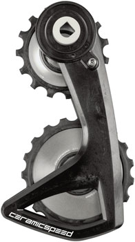 CeramicSpeed OSPW RS Alpha Pulley Wheel System for SRAM Red D1/E1 and Force D1 AXS - ALPHA Aluminum Pulley, Carbon Cage, Silver, v2 EA Cage Assembly
