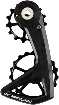CeramicSpeed OSPW RS Pulley Wheel System for SRAM Force E1 and Rival E1 AXS - Aluminum Pulley, 5 Spoke, Carbon Cage, Black EA Cage Assembly