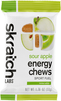Skratch Labs Energy Chews Sport Fuel, Sour Apple, Single Serving 10-Pack BOX Chews