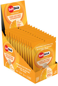 SaltStick Fastchews Chewable Electrolyte tablets POP: Box of 12 Packets, Orange BOX Chews