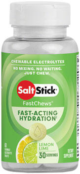 SaltStick Fastchews Chewable Electrolyte Tablets - Bottle of 30, Lemon Lime BOT Chews