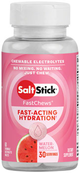 SaltStick Fastchews Chewable Electrolyte Tablets - Bottle of 30, Seedless Watermelon BOT Chews