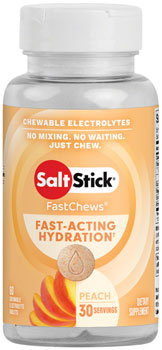 SaltStick Fastchews Chewable Electrolyte Tablets - Bottle of 30, Perfectly Peach BOT Chews