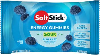 SaltStick  Sour Blue Razz Berry Energy Gummies - Pack of 10 BOX Chews