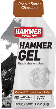 Hammer Nutrition Hammer Gel: Peanut Butter Chocolate, 24 Single Serving Packets BOX Gels