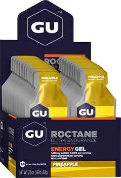 GU Roctane Energy Gel - Pineapple, Caffeine Free, Box of 24 BOX Gels