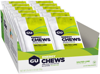 GU Energy Chews - Salted Lime, Box of 12 Bags BOX Chews