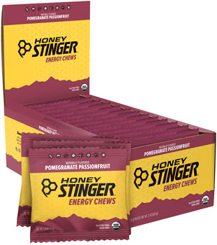 Honey Stinger Organic Energy Chews - Pomegranate, Passion Fruit, Box of 12 BOX Chews
