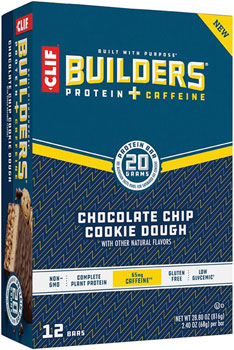 Clif Bar Clif Builder's Bar - Chocolate Chip Cookie Dough w/ Caffeine, Box of 12 BOX Bars