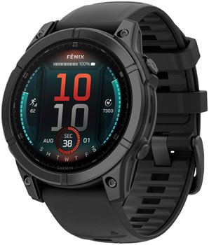 Garmin fenix E Smartwatch - 47mm, AMOLED, Slate Gray Steel with Black Silicone Band Slate Gray EA Fitness Computers