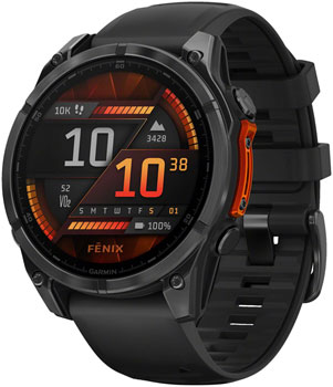 Garmin fenix 8 Smartwatch - 47mm, AMOLED, Slate Gray with Black Silicone Band Slate Gray EA Fitness Computers