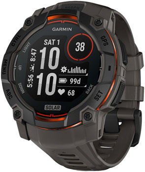 Garmin Instinct 3 GPS Smartwatch - 50mm Solar Black/Charcoal Black EA Fitness Computers