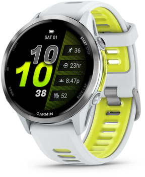 Garmin Forerunner 970 SmartWatch - Whitestone/Amp Yellow EA Fitness Computers
