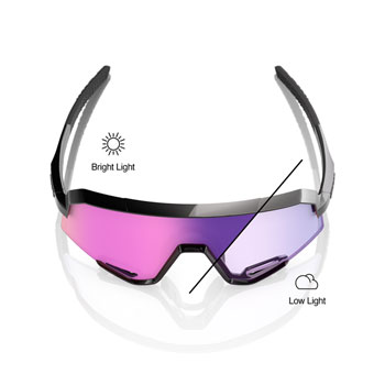 100% Slendale Sunglasses - Gloss Black/Purple Mirror Photochromic Lens Gloss Black EA Sunglasses