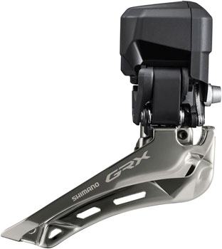 Shimano GRX FD-RX825 Di2 Front Derailleur - 2x12-Speed, Braze-on, Down Swing, For 46-48t Max, Black/Silver EA Front Derailleur