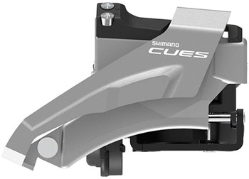 Shimano CUES FD-U4000-L Front Derailleur - 9/10-Speed, Double, Top-Swing, Low Clamp Mount, 36/40t Max, Black/Silver EA Front Derailleur