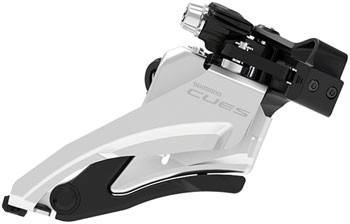 Shimano CUES FD-U4000-M Front Derailleur - 9/10-Speed, Double, Side Swing, Mid Clamp Mount, 36/40t Max, Black/Silver EA Front Derailleur